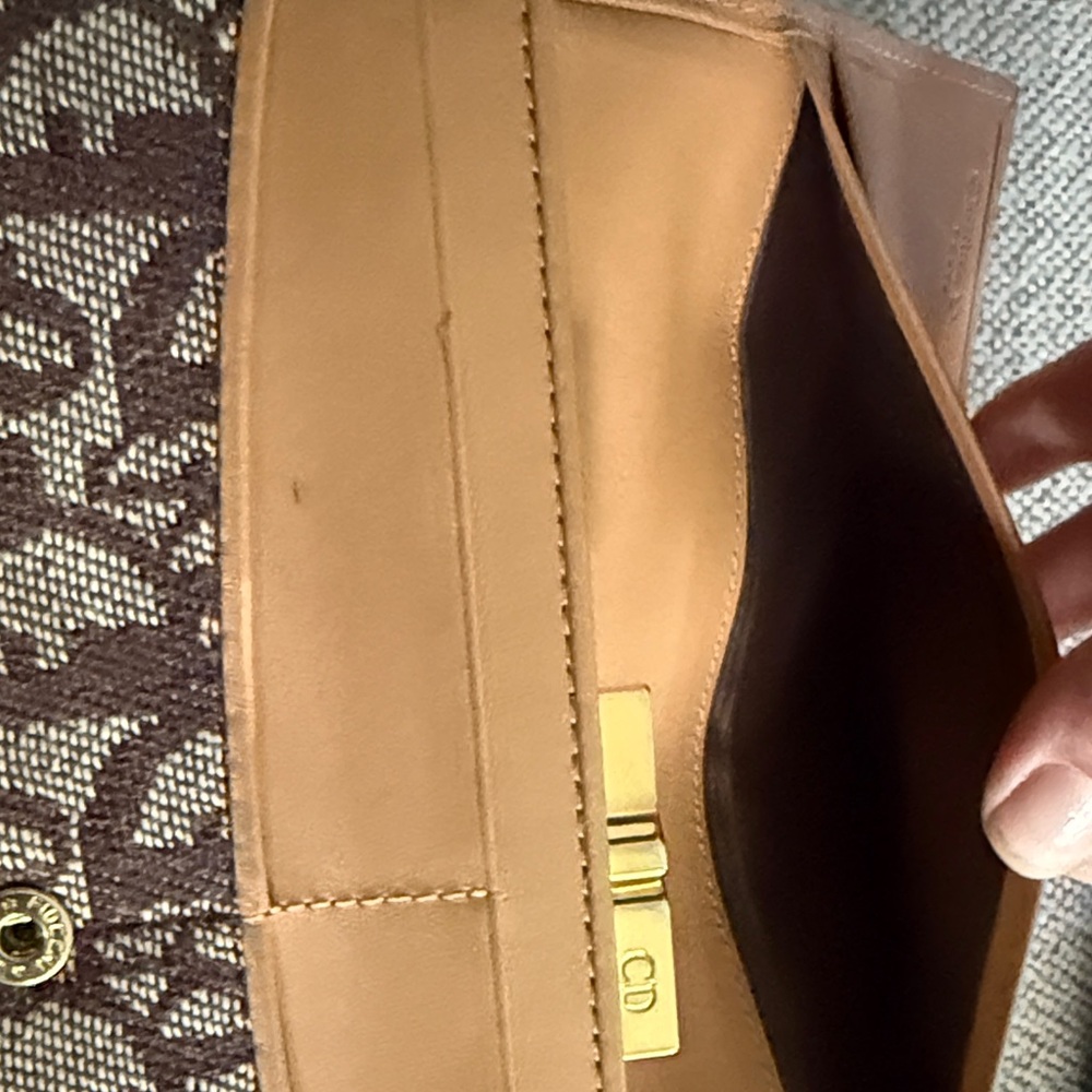 Dior Tan and Brown Monogram Wallet with snap clip close pouch. - Picture 4 of 13